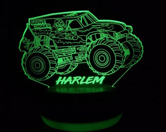 Grave Digger Monster Truck led-nachtlampje, monstertruck, cadeau voor kinderen, cadeaus voor hem, nachtlampje, nachtverlichting, led-verlichting, slaapkamerverlichting
