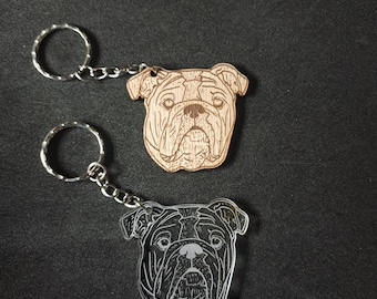 English Bulldog Keyring Keychain, English Bulldog, Keyring of a English Bulldog, Gift, Present, Party Gift, Stocking Filler, Dog Lover