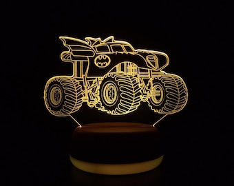 スーパーヒーロー モンスタートラック LED ナイトライト、モンスタートラック、子供へのプレゼント、彼へのプレゼント、ナイトライト、LED ライト、寝室ライト