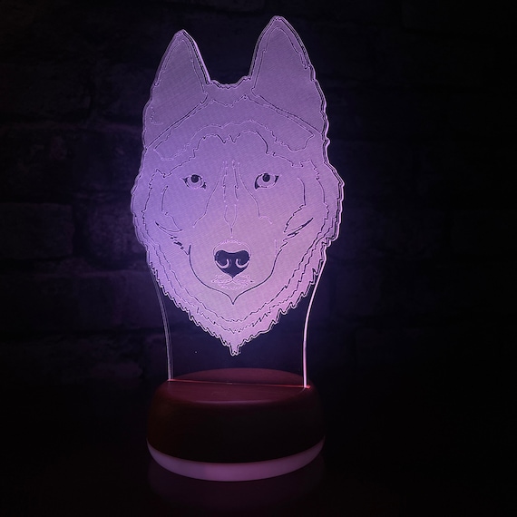 Luz de noche Husky personalizada, luz de noche de perro, regalo para amante  de los perros, luz de diseño de perro, regalo, cumpleaños, luz de noche,  lámpara de salón -  España