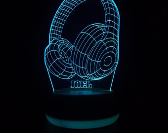 Auriculares personalizados con luz LED nocturna, regalos para él, regalos para ella, regalo para músico, luz nocturna, luces nocturnas, luz LED, luz para dormitorio