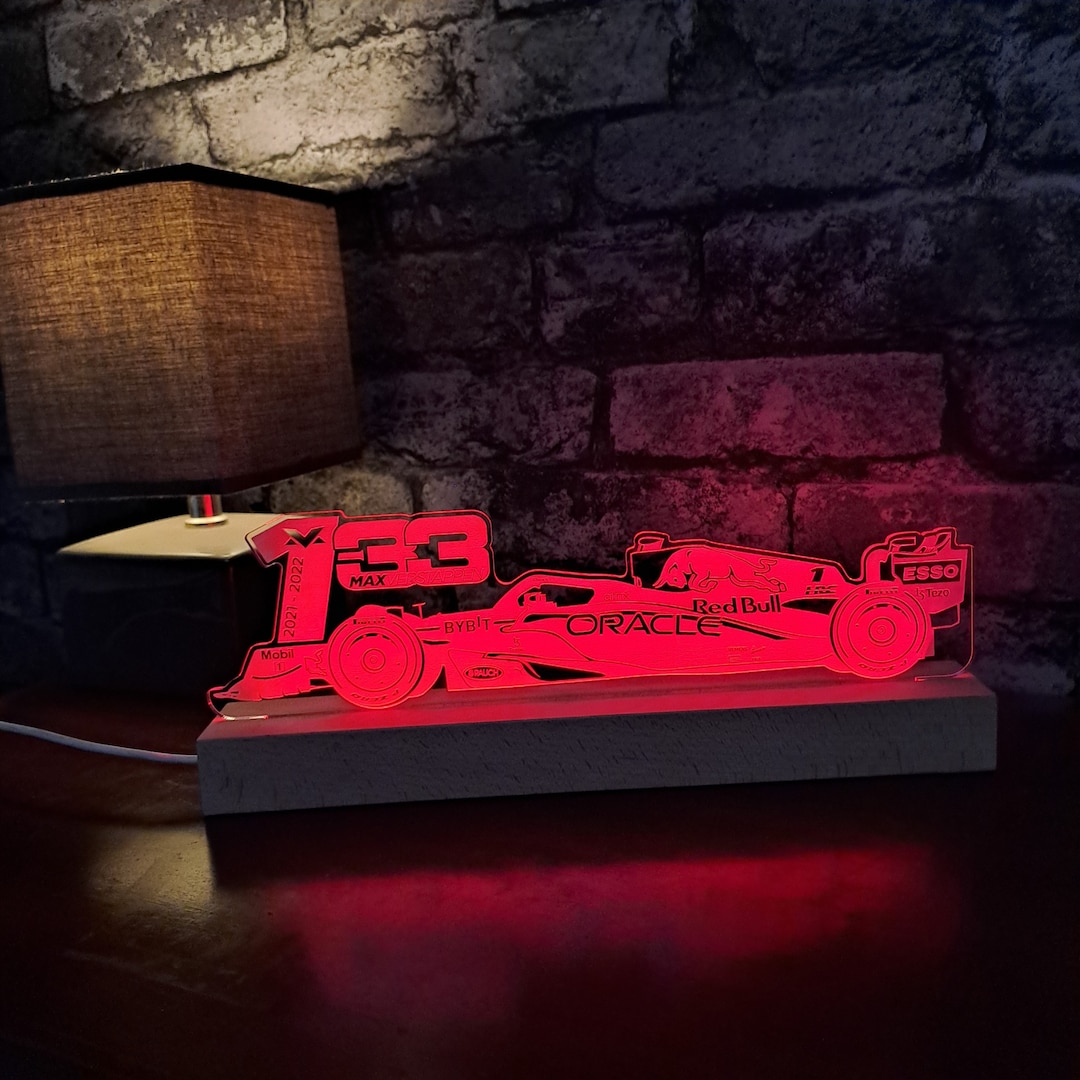 Bedside Lamp - Formula 1 M. Verstappen Night Light 3D LED Illusion Christmas Birthday Gift Idea For Boys And Girls Childrens Or Adult Bedroom Night Light