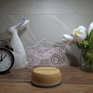 Megalodon Truck LED Light – Soft Glow Custom Name Bedroom Lamp