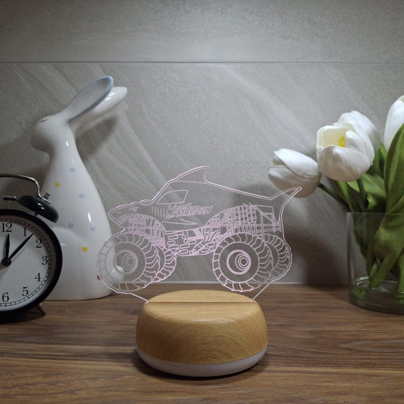 Megalodon Truck LED Light – Soft Glow Custom Name Bedroom Lamp