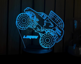 Lámpara de noche LED Mohawk Warrior, regalo de Monster Truck, regalos para niños, regalos para él, luz nocturna, luces nocturnas, luz LED, luz de dormitorio