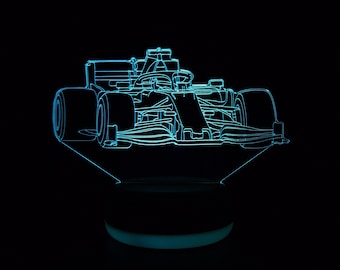パーソナライズされたF1カーLEDナイトライト、F1ギフト、男性へのギフト、女性へのギフト、ナイトライト、LEDライト、寝室ライト