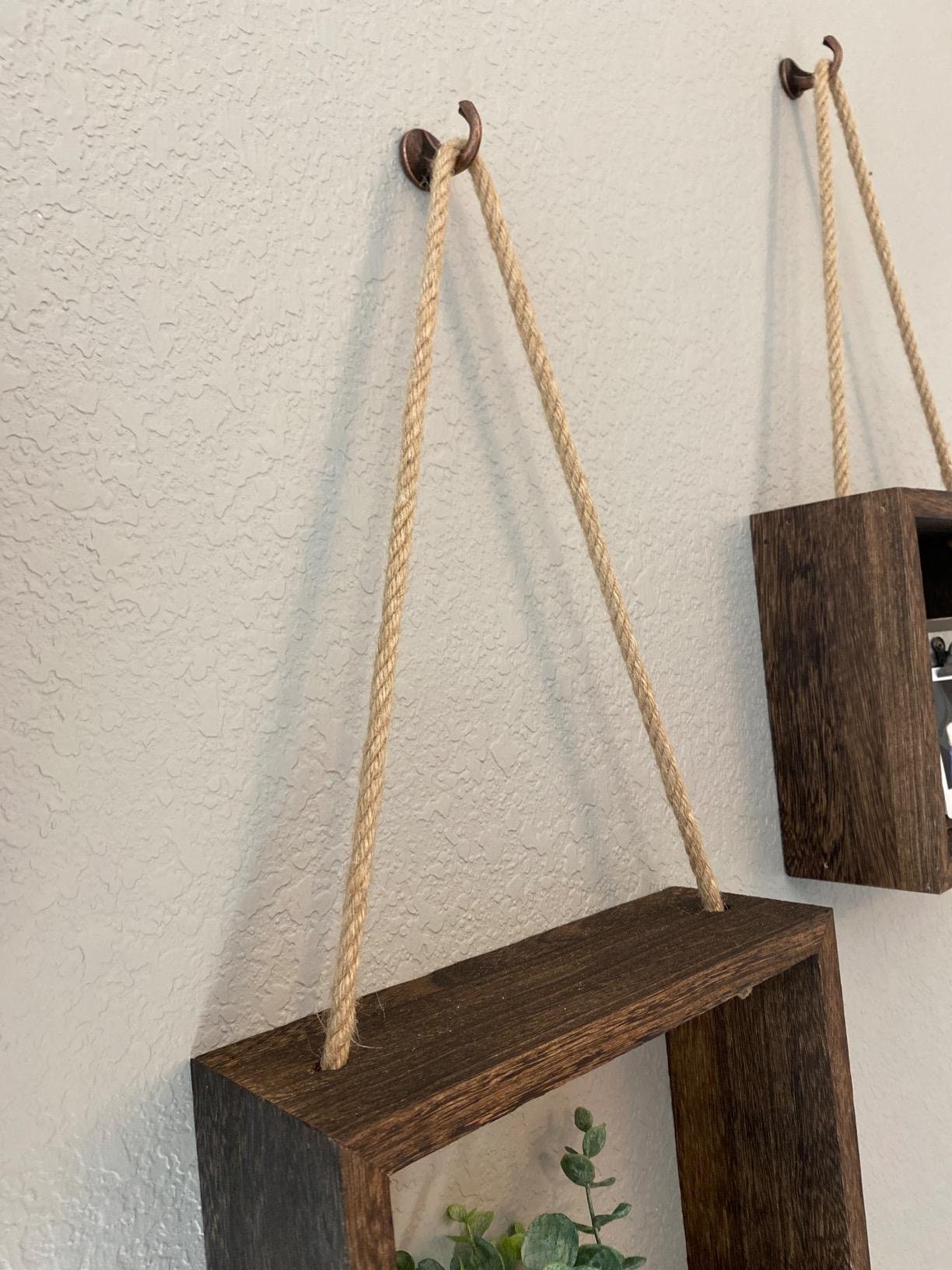 Hanging Shelves Rope Floating Shelf Rustic floating shelf Etsy