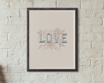 Hou van abstracte kunst belettering afdrukken