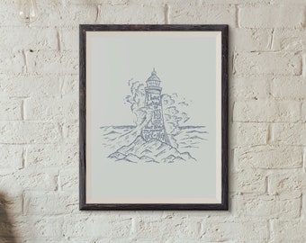 I Have Learned to Kiss the Wave That Throws Me Against the Rock Of Ages Charles Spurgeon Lighthouse Print