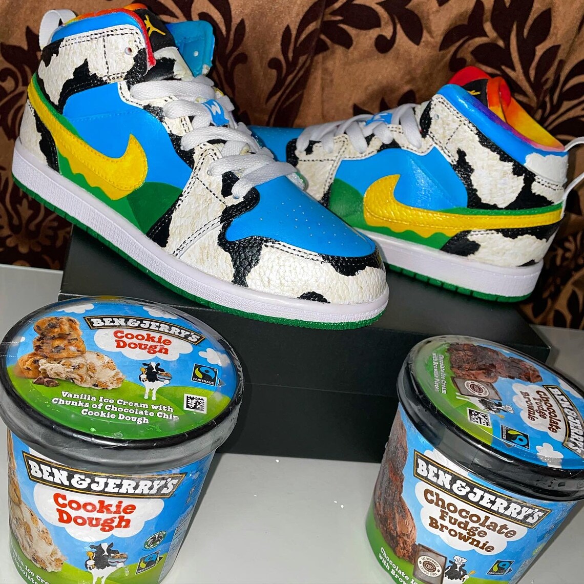 Ben & Jerrys Jordan 1 Customs // MESSAGE BEFORE BUYING | Etsy