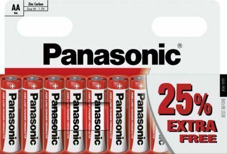 10 x AA Genuine PANASONIC Zinc Carbon Batteries New R6 1.5V Expiry 2021