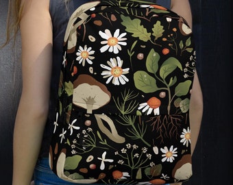 Mochila Cottagecore, Mochila Mushroom, Forestcore, Mochila Fairycore, Mochila Woodland Nature, Vuelta al cole, Mochila Goblincore
