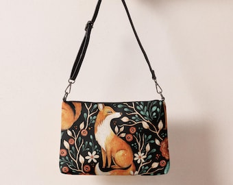 Fox Cottagecore Crossbody Bag, Boho Naturecore Fox Bag, Dark Forestcore Fox Purse, Fall Woodland Bag, Vintage Fox Purse, Witchy Fox Bag