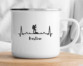 Personalized Enamel Camping Mug: Adventure Hiking Travel Mug