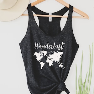 Wanderlust Tank Top, World Traveler Tank Top, Weltkarte Tank, Globus Trotter, Erkunden, Wandern, Reise Tank, ReiseLiebhaber Geschenk