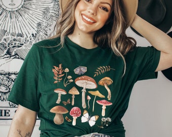 Mushroom Cottagecore T-Shirt: Botanical Woodlandcore Clothing