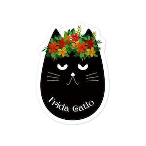 Frida Catlo Aufkleber, lustige Katzenaufkleber, Frida Khalo, Katzenliebhaber, Laptop Aufkleber, Wasserflasche Aufkleber, Vinyl Aufkleber