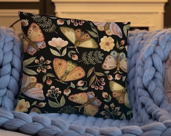 Moth Throw Pillow, Mystical Moth Pillow, Celestial Moth Pillow, Fall Pillow, Cottagecore Pillow, Nature Pillow, Mystical Moth