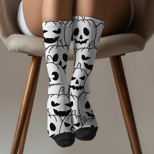 Halloween Crew Socks, Pumpkin Faces Socks, Pumpkin Ghost Socks, Halloween Gift, Spooky Pumpkin Socks, Student Gift, Fun Halloween Socks