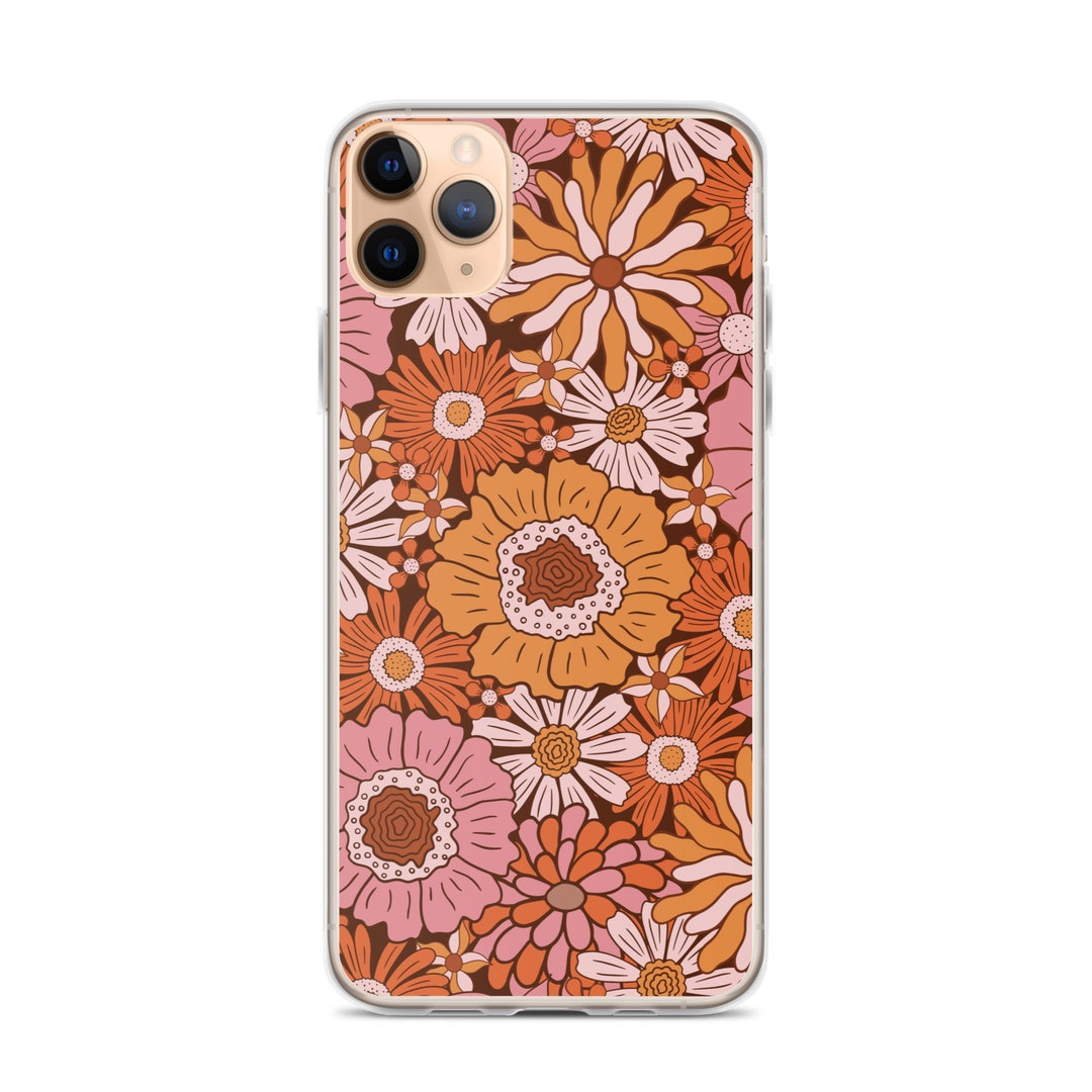 Retro 70s Hippie Floral iPhone Case, Vintage Boho Phone Case, Festival