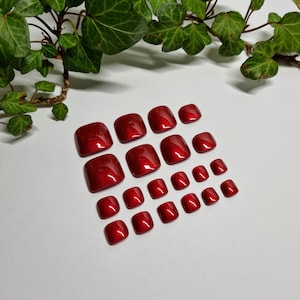 Full Set of Ruby Slippers Press On Toenails, No Need to Measure