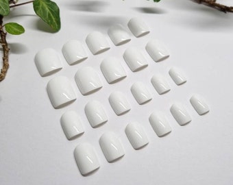 Pure White Extra Short Press On Nails: Full Set of 22