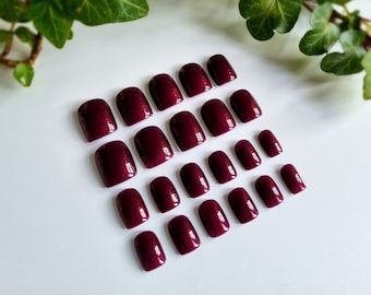 Shiny Chestnut Press On Nails, Full Set of 22