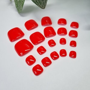 Ferrari Red Press On Toenails, Full Set of 20