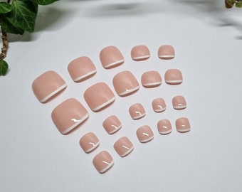 Opaque French Press On Toenails - Full Set of 20