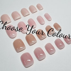 French Fade Sheer Custom Colour, Extra Short Press On Nails, Full Set