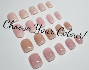 French Fade Sheer Custom Colour, Extra Short Press On Nails, Full Set of 22