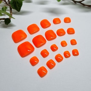 Real Orange Press On Toenails - Full Set of 20