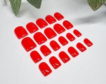 Ferrari Red Press On Nails, Full Set of 22