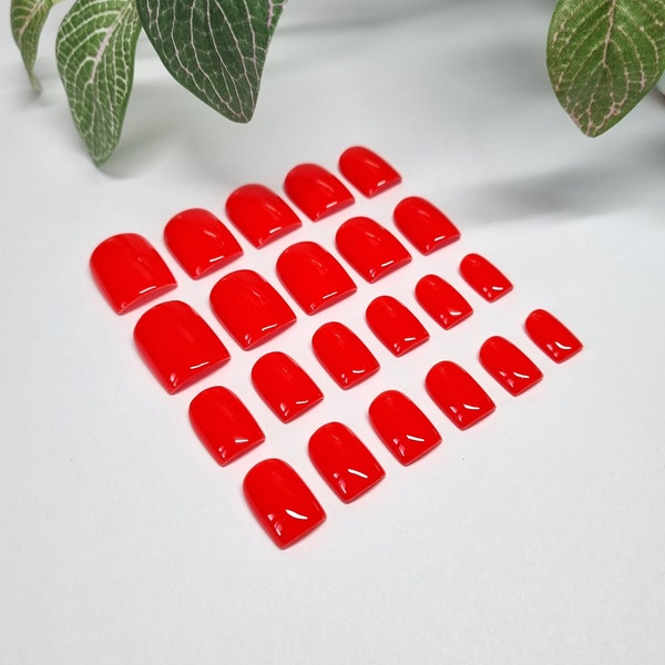 Ferrari Red Press On Nails, Full Set of 22