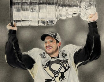 Pittsburgh Penguins’ Sidney Crosby with Stanley Cup Print (Pre Order)