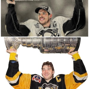 Lot d&#39;impressions - Coupe Stanley Mario Lemieux Sidney Crosby des Penguins de Pittsburgh (précommande)