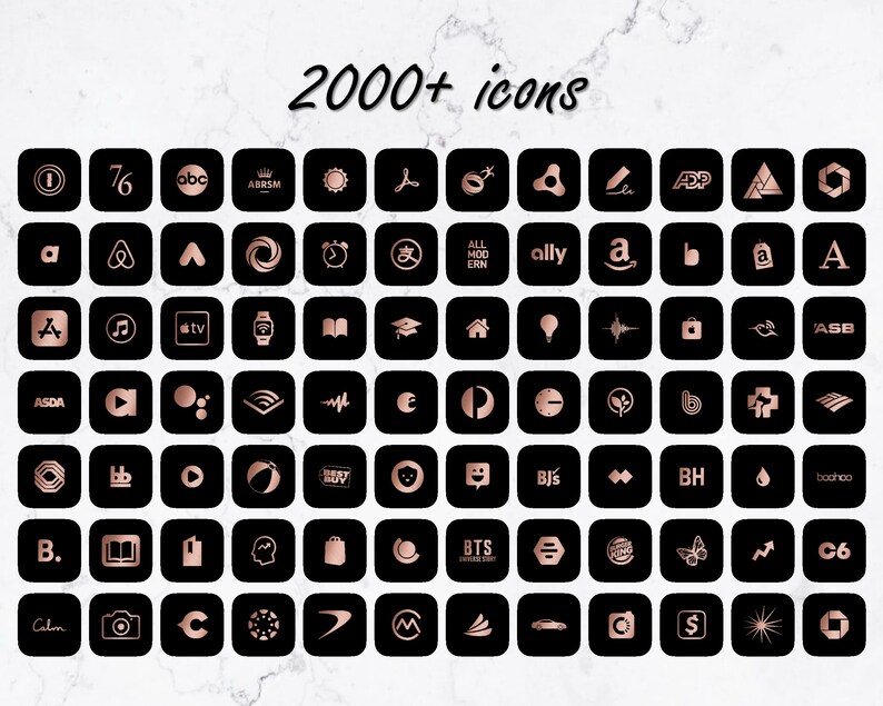 App Icons IOS 14 Rose Gold and Black Aesthetic Iphone Home Etsy