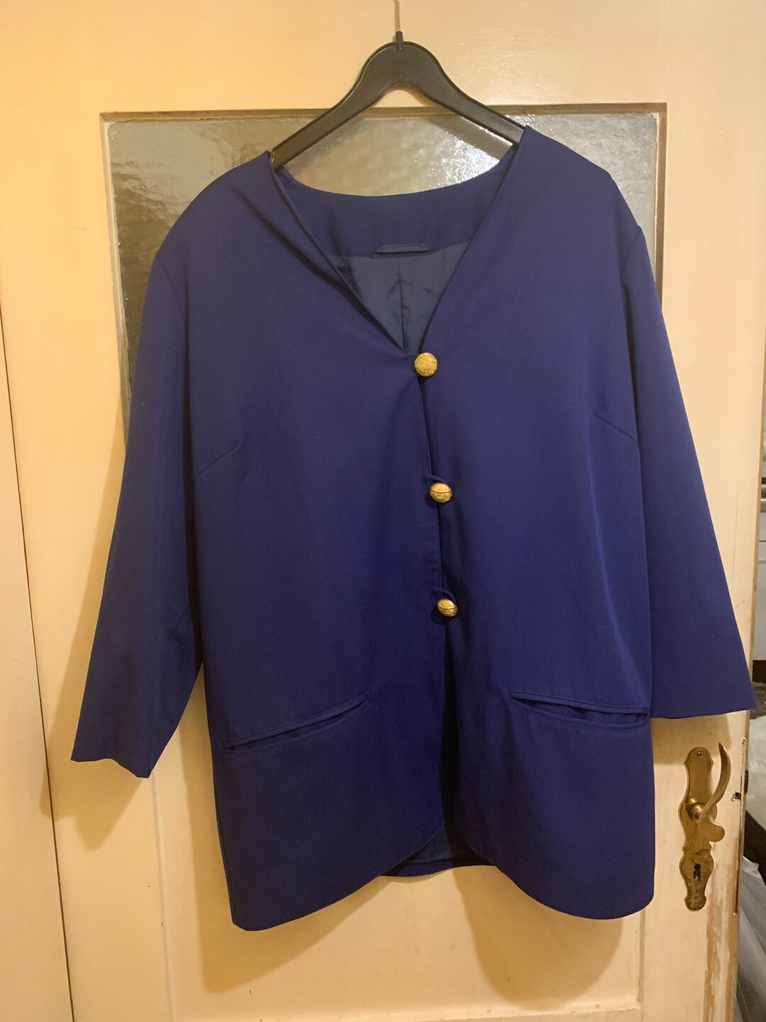 Cornflower Blue Blazer With Golden Buttons by Jung Size 38 Etsy