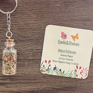 Return To Sender Spell Jar Keychain | Reversal Magic | Evil Eye | Protection Spell | Altar | Witchy Gifts | Keychain