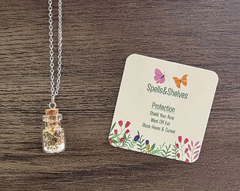 Collar con frasco de hechizos de protección / Hechizo de protección / Altar / Regalos de brujería / Collar
