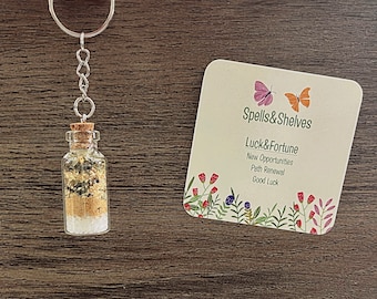 Luck & Fortune Spell Jar Keychain | Money Spell | Good Luck | Abundance | Manifest | Altar | Witchy Gifts | Keychain
