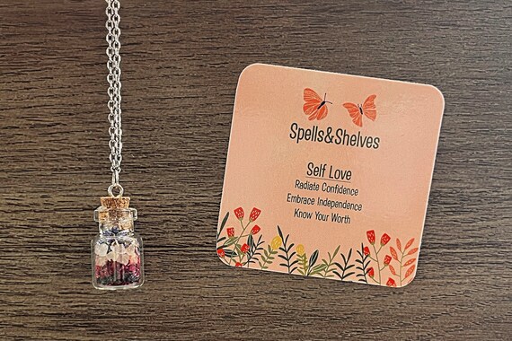 Self Love Spell Jar Necklace | Love Spell | Self Worth Spell | Altar | Witchy Gifts | Necklace