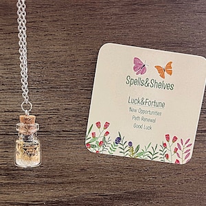 Luck & Fortune Spell Jar Necklace | Money Spell | Good Luck | Abundance | Manifest | Altar | Witchy Gifts | Necklace