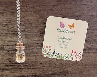 Luck & Fortune Spell Jar Necklace | Money Spell | Good Luck | Abundance | Manifest | Altar | Witchy Gifts | Necklace