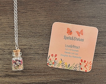 Love & Attract Spell Jar Necklace | Love Spell | Attraction Spell | Altar | Witchy Gifts | Necklace
