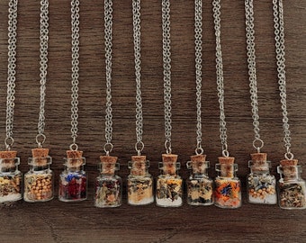 Spell Jar Necklace | Spell Charm | Witchy Gifts | Love Spell | Prosperity Spell | Protection Spell | Reversal Magic