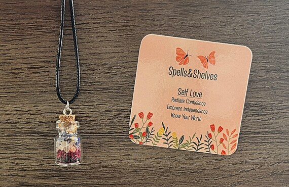 Self Love Spell Jar Necklace | Love Spell | Self Worth Spell | Altar | Witchy Gifts | Necklace