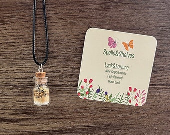 Luck & Fortune Spell Jar Necklace | Money Spell | Good Luck | Abundance | Manifest | Altar | Witchy Gifts | Necklace