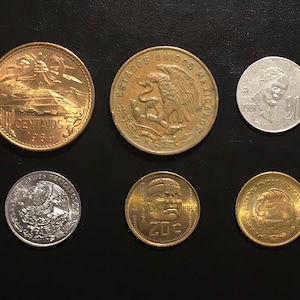 Mexico Coins Mexican Centavo Centavos Peso 1950-1987 1 Centavo-5 Pesos Denominations EF-AU Excellent Condition!