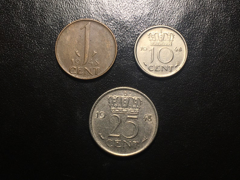 Netherlands Dutch Coins 1925-1949 1 Cent 25 Cents Denominations VG-AU Excellent Coins!